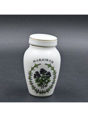 Franklin Mint Gloria Vanderbilt Marjoram Spice Jar Vintage 1985 Porcelain